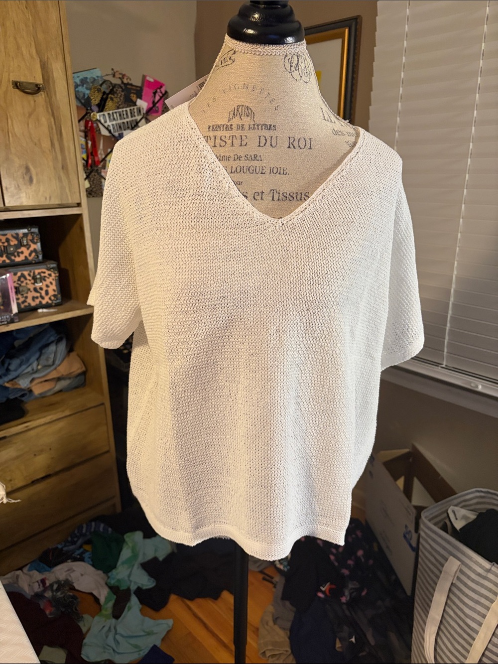 Women's j Jill White V-Neck Knit Top - Large NWT